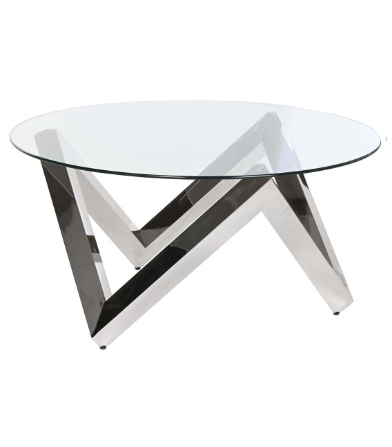 MESA DE CENTRO CRUCERO METAL Y CRISTAL 