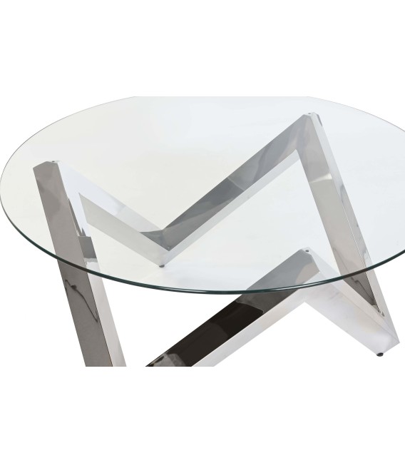 MESA DE CENTRO CRUCERO METAL Y CRISTAL 