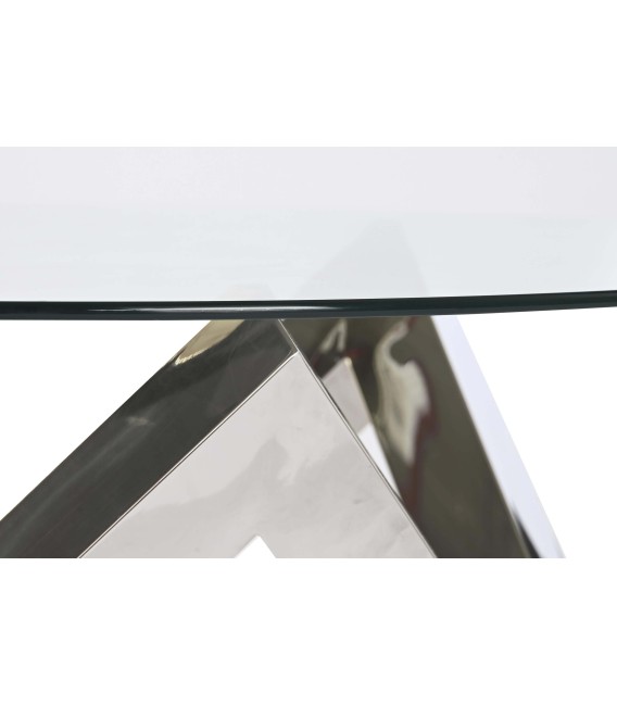 MESA DE CENTRO CRUCERO METAL Y CRISTAL 