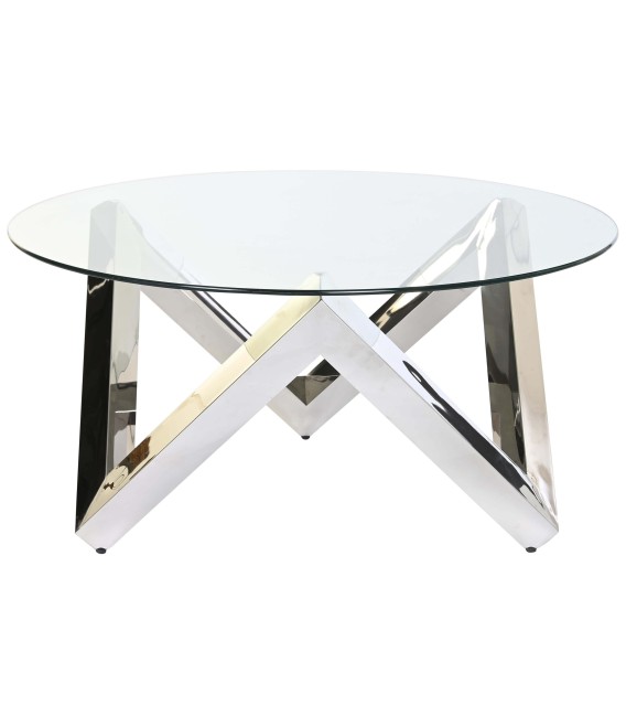 MESA DE CENTRO CRUCERO METAL Y CRISTAL 