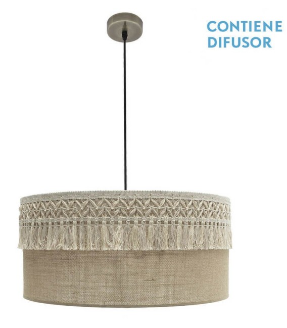 LÁMPARA DE TECHO KATERINA 60 Ø METAL ORO Y TEXTIL 