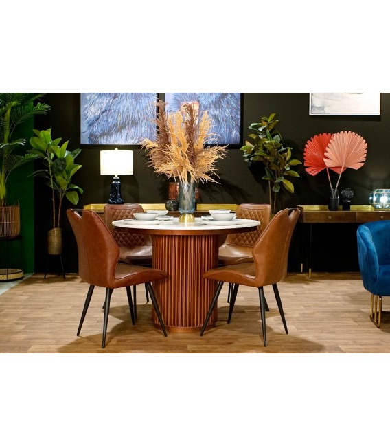 MESA DE COMEDOR TEON 110 Ø MADERA Y MÁRMOL 