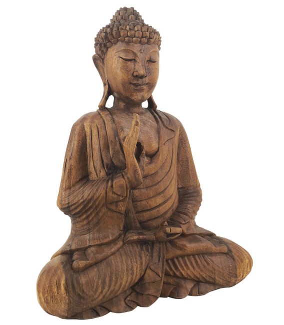 FIGURA BUDA 50 X 20 MADERA OSCURA 
