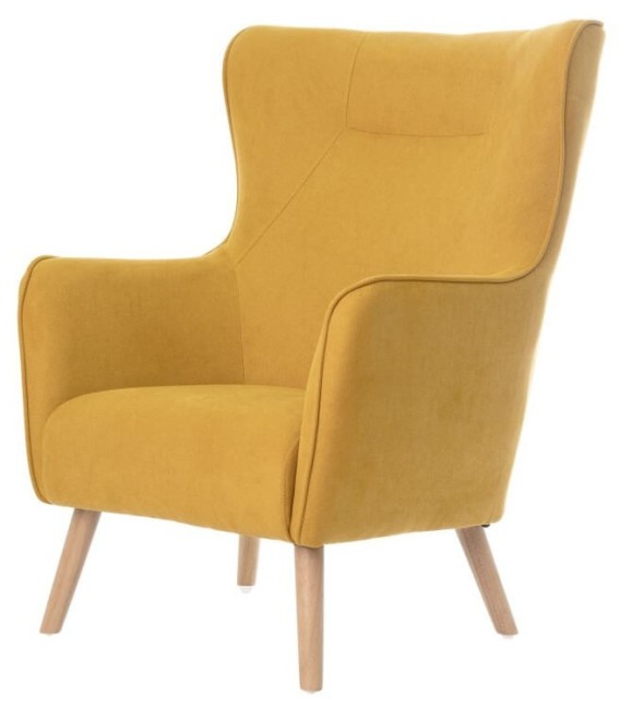 SILLON MANEON 77 X 83 TEXTIL MOSTAZA Y MADERA 