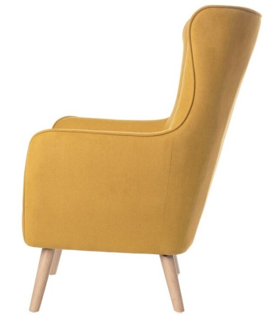 SILLON MANEON 77 X 83 TEXTIL MOSTAZA Y MADERA 