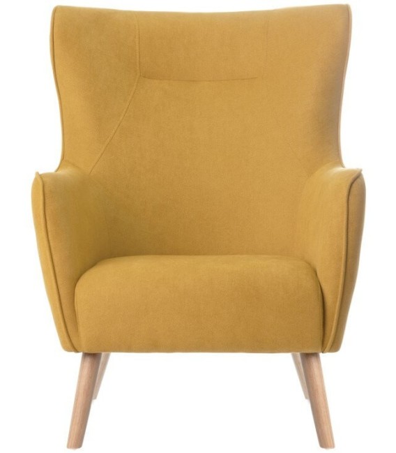 SILLON MANEON 77 X 83 TEXTIL MOSTAZA Y MADERA 
