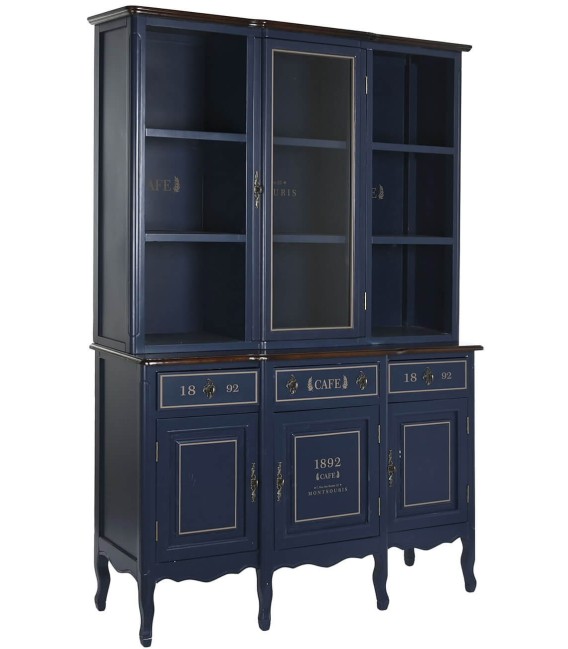 VITRINA CALEDONIA 142 X 44 MADERA PAULONIA AZUL