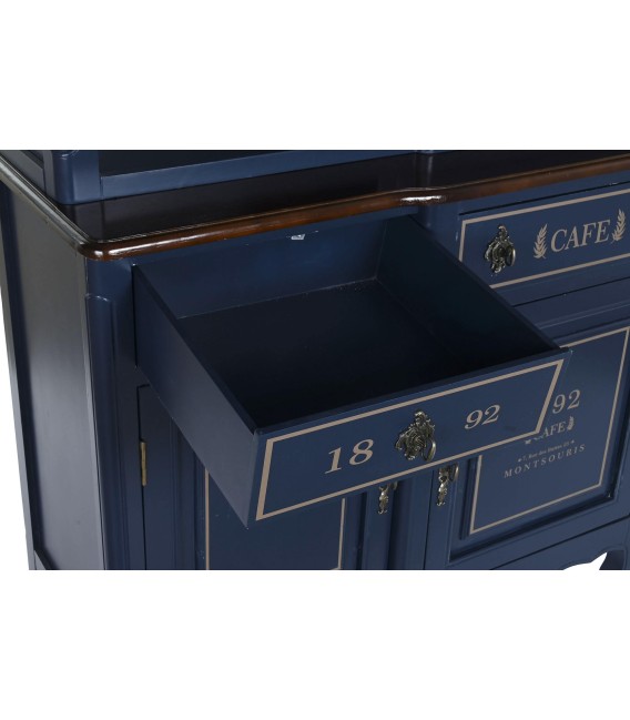 VITRINA CALEDONIA 142 X 44 MADERA PAULONIA AZUL