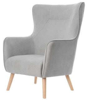 SILLÓN MANEON 77 X 83 TEXTIL GRIS CLARO Y MADERA