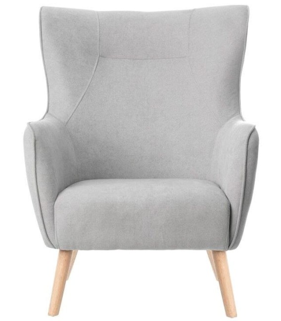 SILLÓN MANEON 77 X 83 TEXTIL GRIS CLARO Y MADERA