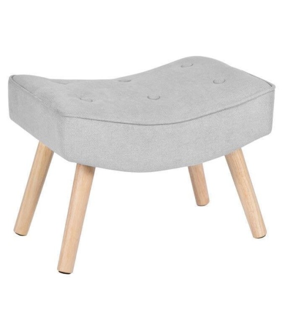 PUF DUBLIN 52 X 38 MADERA Y TEXTIL GRIS CLARO 