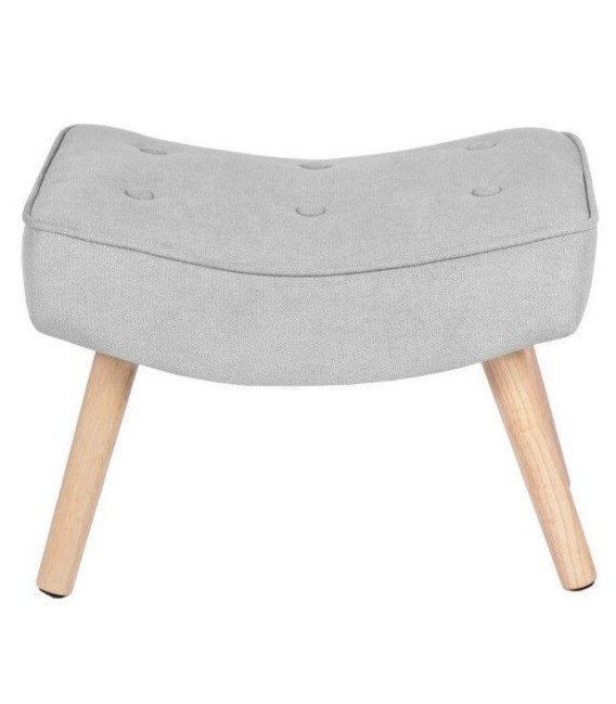PUF DUBLIN 52 X 38 MADERA Y TEXTIL GRIS CLARO 
