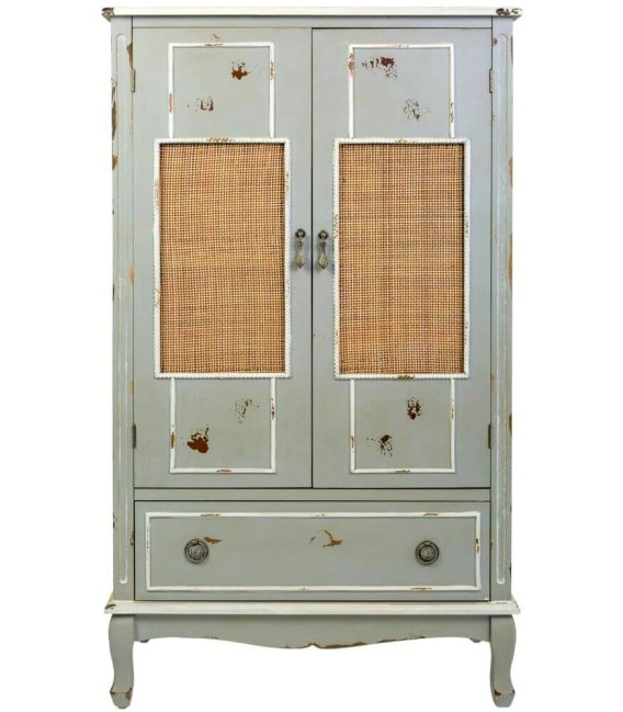 ARMARIO ATENEA 80 X 42 MADERA Y RATAN VERDE MUSGO 