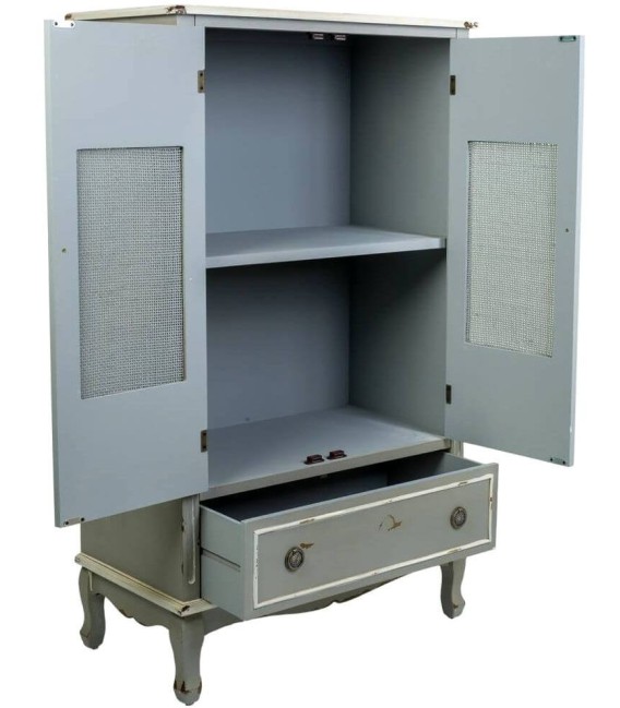 ARMARIO ATENEA 80 X 42 MADERA Y RATAN VERDE MUSGO 