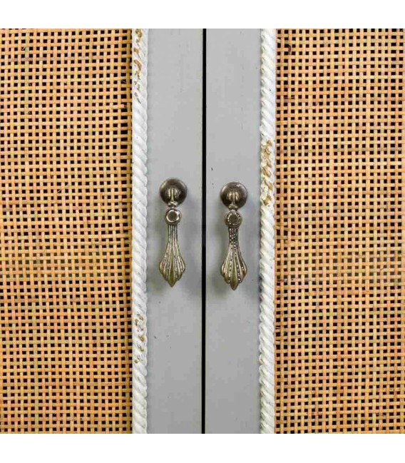 ARMARIO ATENEA 80 X 42 MADERA Y RATAN VERDE MUSGO 