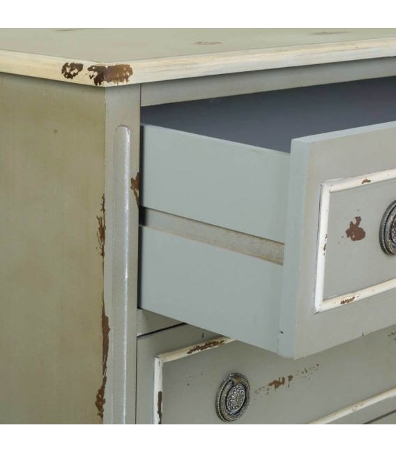 COMODA ATENEA 90 X 38 MADERA Y RATAN VERDE MUSGO