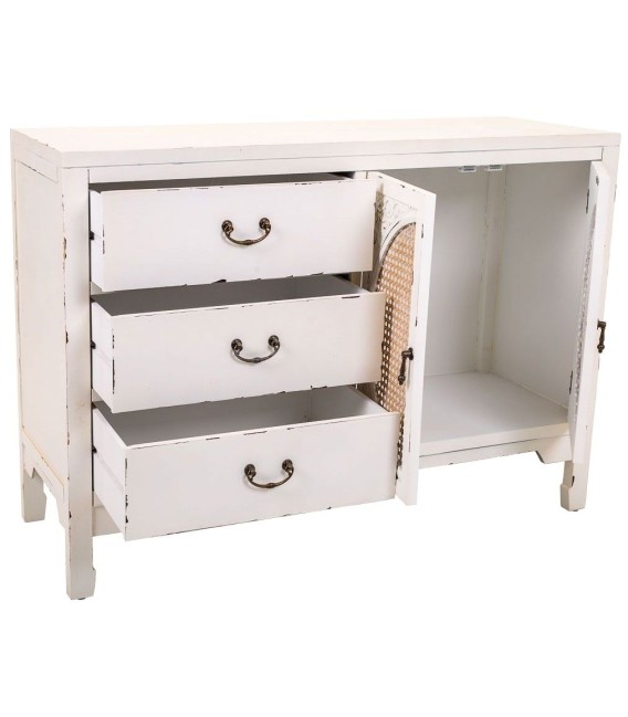 APARADOR NOVIL 106 X 36 MADERA BLANCO RATAN 