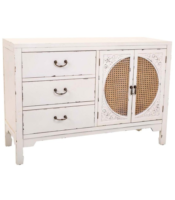 APARADOR NOVIL 106 X 36 MADERA BLANCO RATAN 
