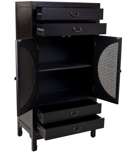 ARMARIO NOVIL 70 X 40 MADERA NEGRO RATAN