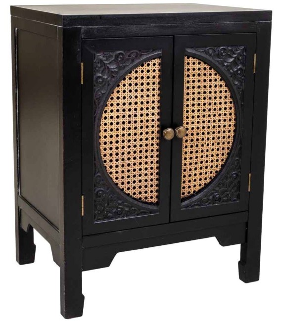 MESITA DE NOCHE NOVIL 50 X 36 MADERA NEGRO RATAN MDMHOGAR
