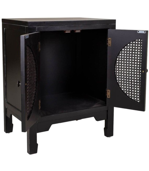 MESITA DE NOCHE NOVIL 50 X 36 MADERA NEGRO RATAN MDMHOGAR