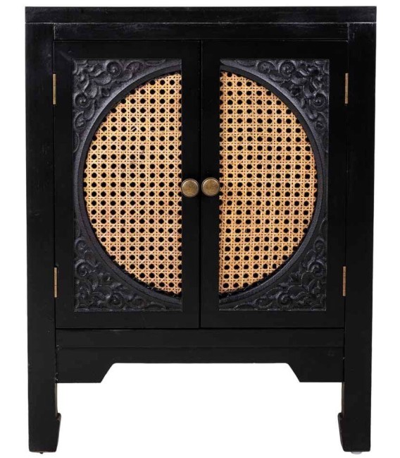 MESITA DE NOCHE NOVIL 50 X 36 MADERA NEGRO RATAN MDMHOGAR