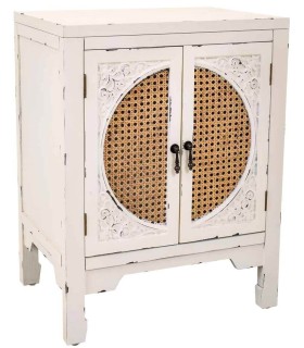 MESITA DE NOCHE NOVIL 50 X 36 MADERA BLANCO RATAN MDMHOGAR