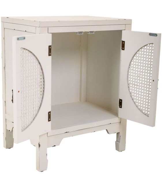 MESITA DE NOCHE NOVIL 50 X 36 MADERA BLANCO RATAN MDMHOGAR