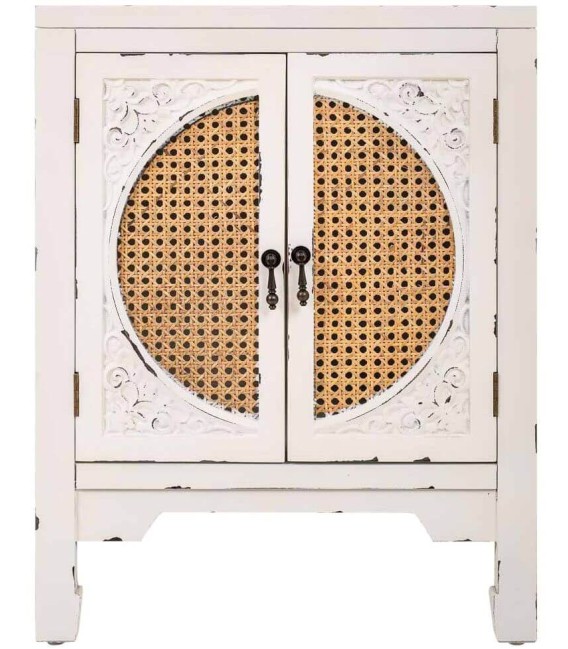 MESITA DE NOCHE NOVIL 50 X 36 MADERA BLANCO RATAN MDMHOGAR