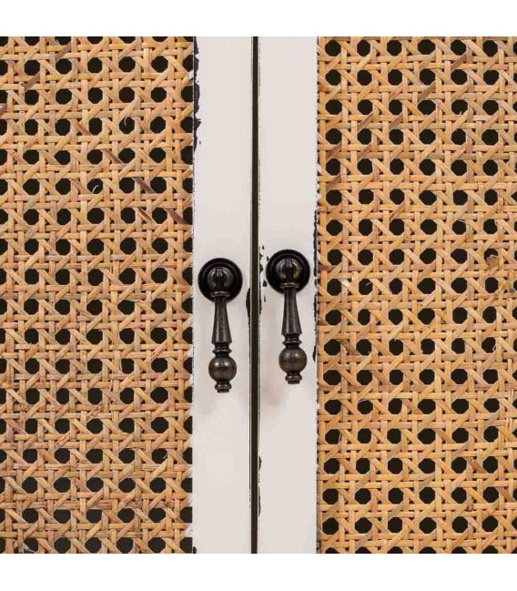 MESITA DE NOCHE NOVIL 50 X 36 MADERA BLANCO RATAN MDMHOGAR