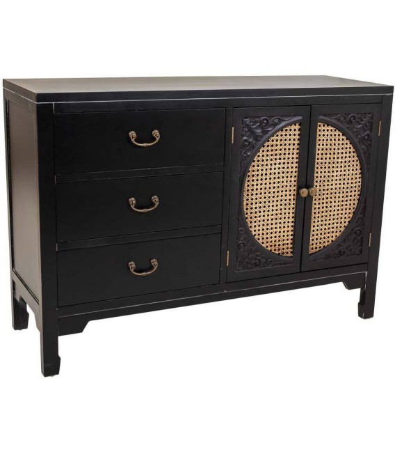 APARADOR NOVIL 106 X 36 MADERA NEGRO RATAN