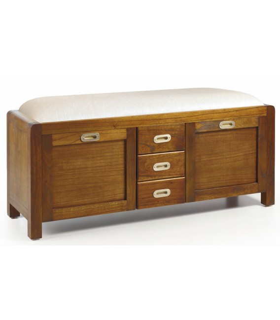 BANCO ZAPATERO FLASH 125 X 38 MADERA Y TELA