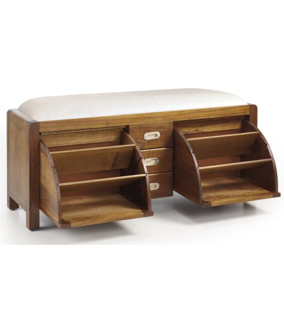 BANCO ZAPATERO FLASH 125 X 38 MADERA Y TELA