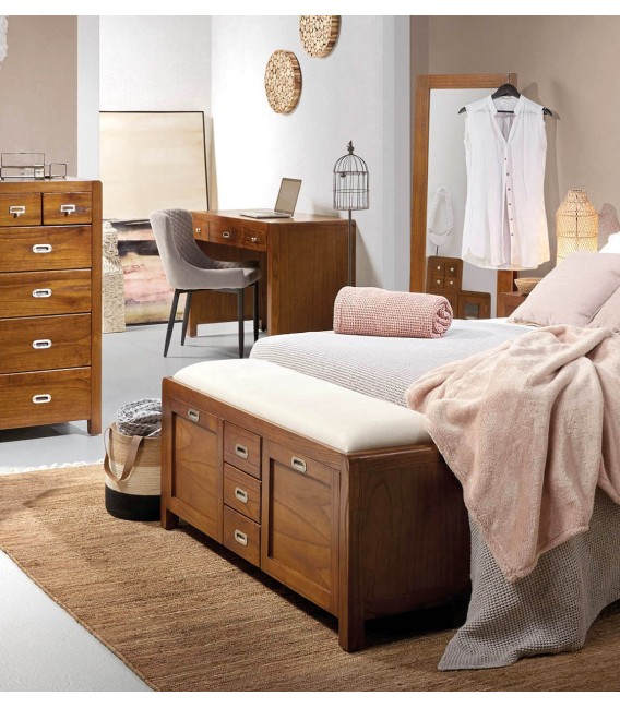 BANCO ZAPATERO FLASH 125 X 38 MADERA Y TELA