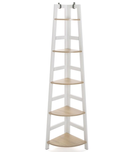 LIBRERIA RINCON JOTA 34 X 34 MADERA MDF ROBLE METAL BLANCO