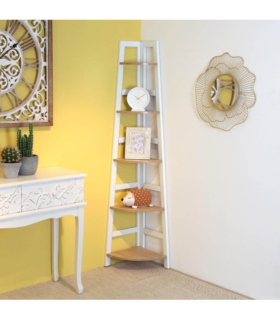 LIBRERIA RINCON JOTA 34 X 34 MADERA MDF ROBLE METAL BLANCO