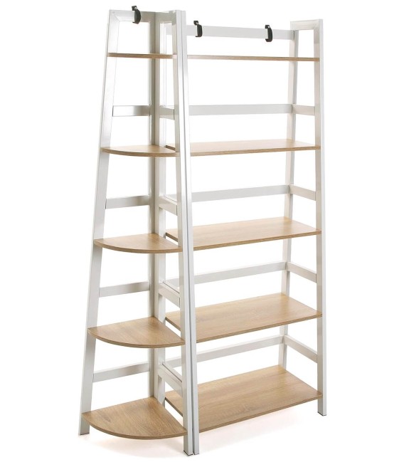 LIBRERIA RINCON JOTA 34 X 34 MADERA MDF ROBLE METAL BLANCO