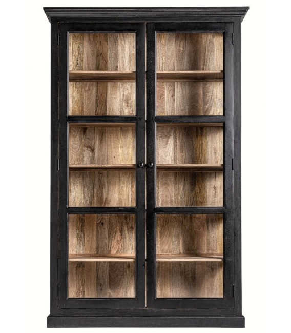 VITRINA PERLAS 135 X 40 MADERA MANGO NATURAL NEGRO 