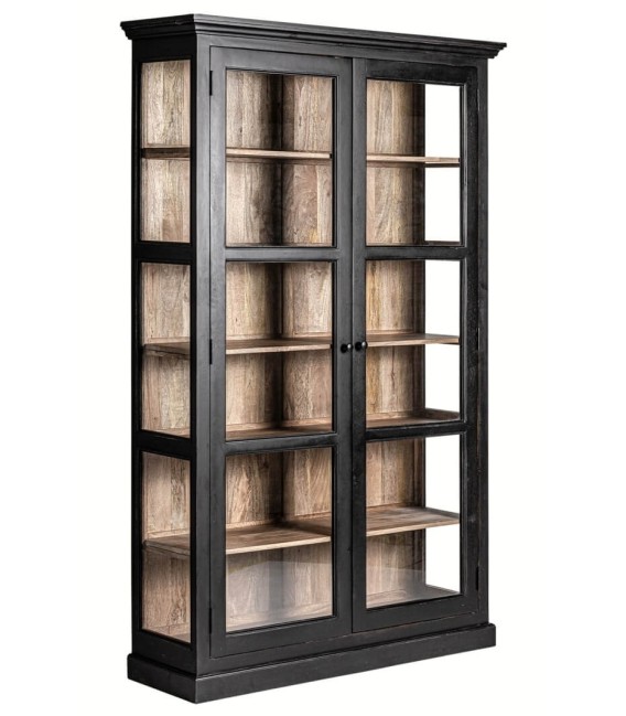 VITRINA PERLAS 135 X 40 MADERA MANGO NATURAL NEGRO 