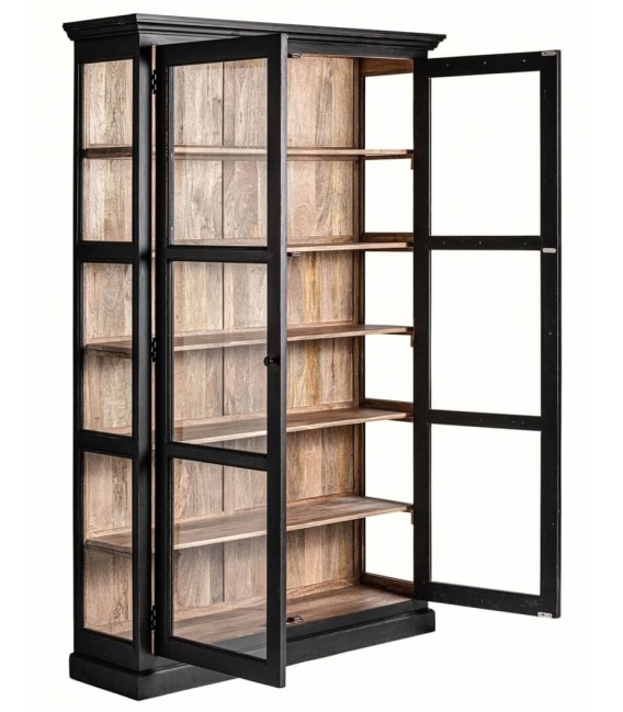 VITRINA PERLAS 135 X 40 MADERA MANGO NATURAL NEGRO 