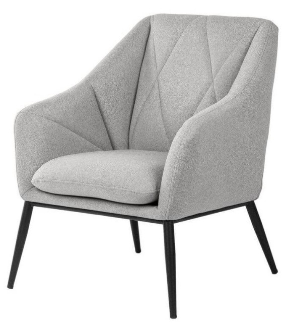SILLÓN MAENLI 66 X 71 METAL NEGRO TEXTIL GRIS CLARO