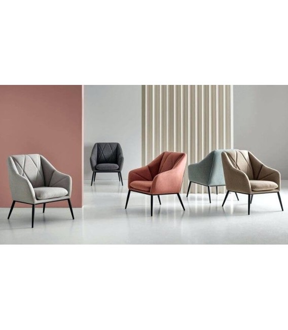 SILLÓN MAENLI 66 X 71 METAL NEGRO TEXTIL GRIS CLARO