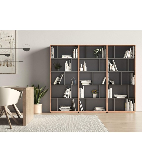 LIBRERIA SUNAR 80 X 32 MELAMINA NOGAL GRAFITO 