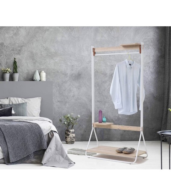 PERCHERO BURRO 91 X 44 FENIX METAL BLANCO MELAMINA ROBLE 