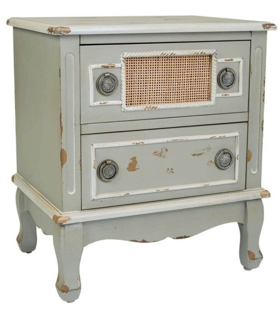 MESITA DE NOCHE ATENEA 50 X 36 ATENEA MADERA MUSGO RATÁN NATURAL