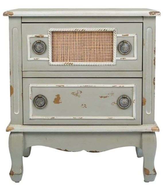 MESITA DE NOCHE ATENEA 50 X 36 ATENEA MADERA MUSGO RATÁN NATURAL