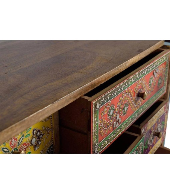 CÓMODA 62 X 30 ARAPEA ARTESANAL MADERA POLICROMADA 