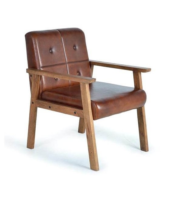 SILLON 60 X 65 POLO MADERA Y PIEL 