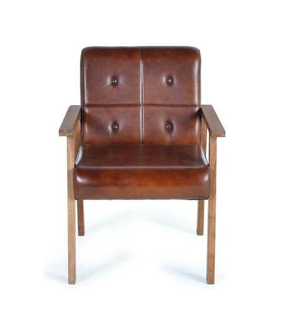 SILLON 60 X 65 POLO MADERA Y PIEL 