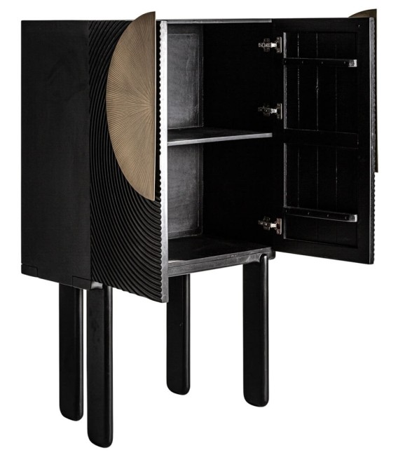 ARMARIO 90 X 48 BOBLON MADERA MANGO NEGRA HIERRO ORO 